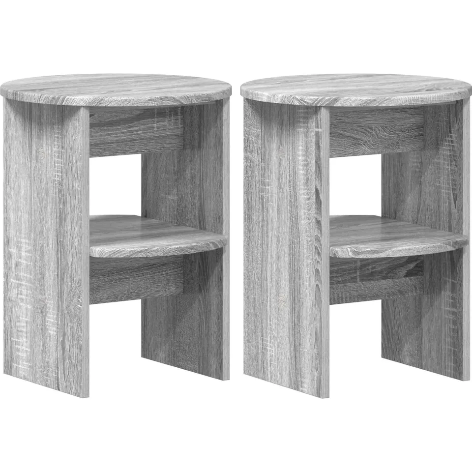 vidaXL Bijzetkast 2 st Grijze Sonoma Ø40 x 50 cm Geconstrueerd hout grijs, foto 3