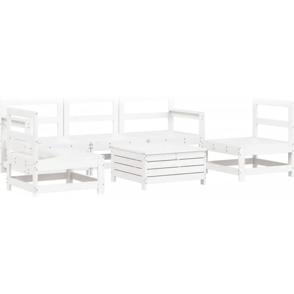 vidaXL 6-delige Loungeset massief grenenhout wit