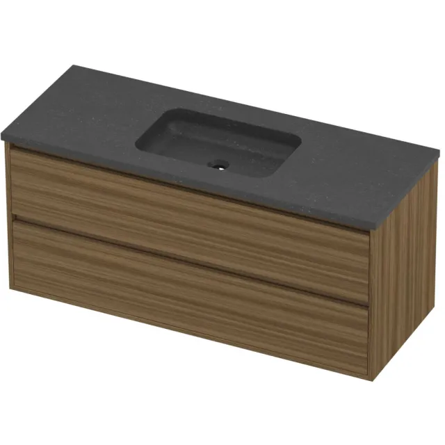 Proline Rollo Badmeubelset Hardsteen Elegant Midden 120x46x54 cm Blue Stone Caramel Walnut Houtlook