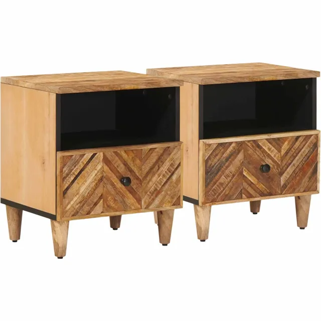 vidaXL Nachtkastje 2 st Bruin 50 x 33 x 60 cm Massief Mango Hout, foto 2