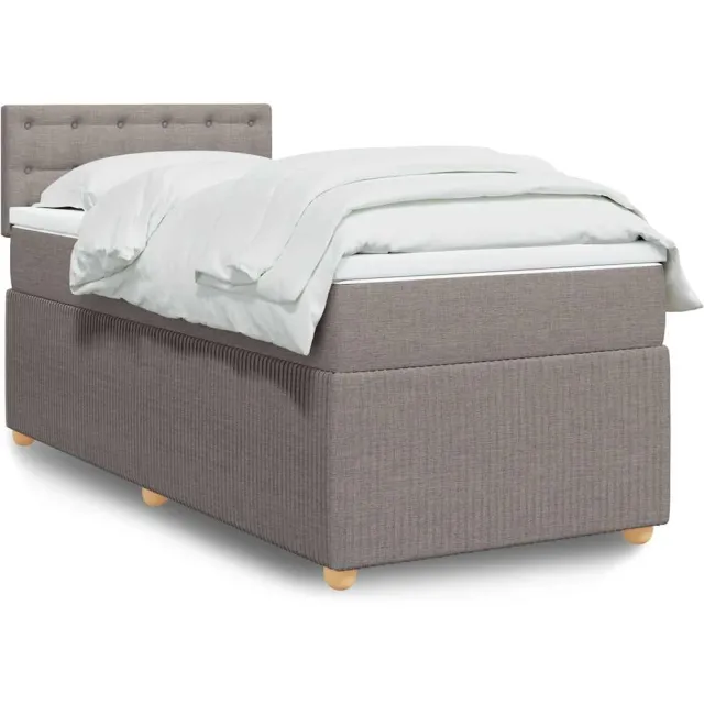 vidaXL Boxspring met matras stof taupe 90x200 cm