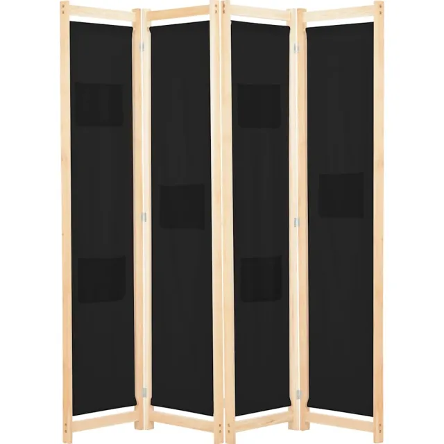 vidaXL Kamerscherm met 4 panelen 160x170x4 cm stof zwart