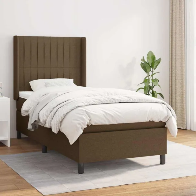 vidaXL Boxspring met matras stof donkerbruin 90x190 cm bruin