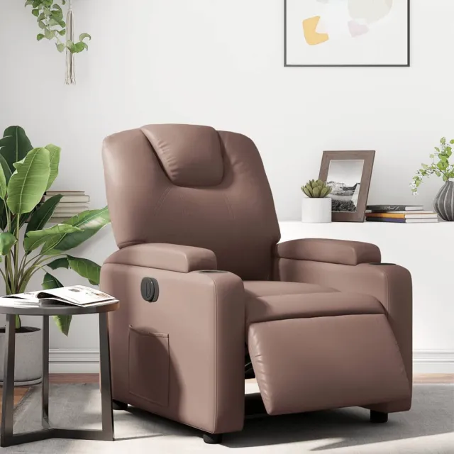 vidaXL Fauteuil verstelbaar elektrisch kunstleer bruin