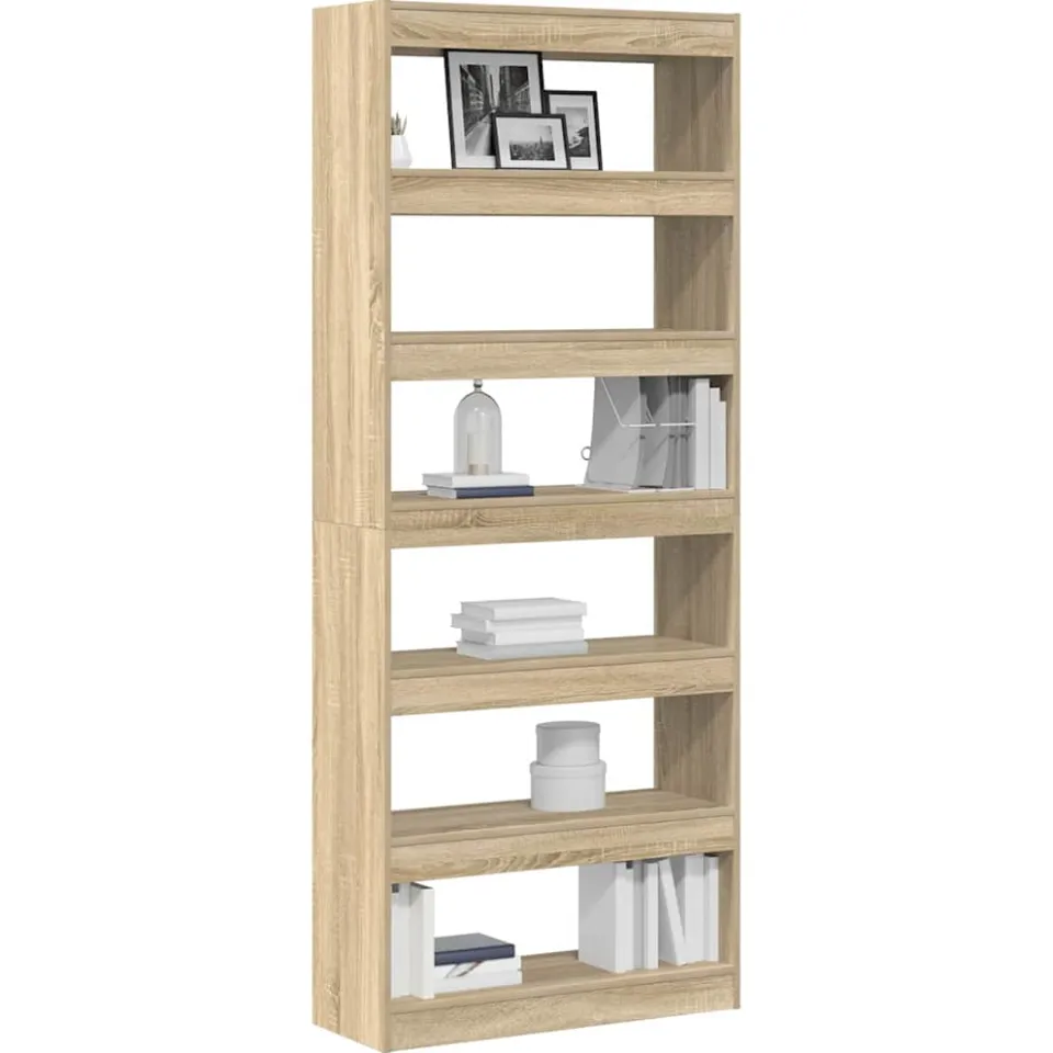 vidaXL Boekenkast 6-laags 80 x 30 x 198 cm Bewerkt hout Sonoma Eiken