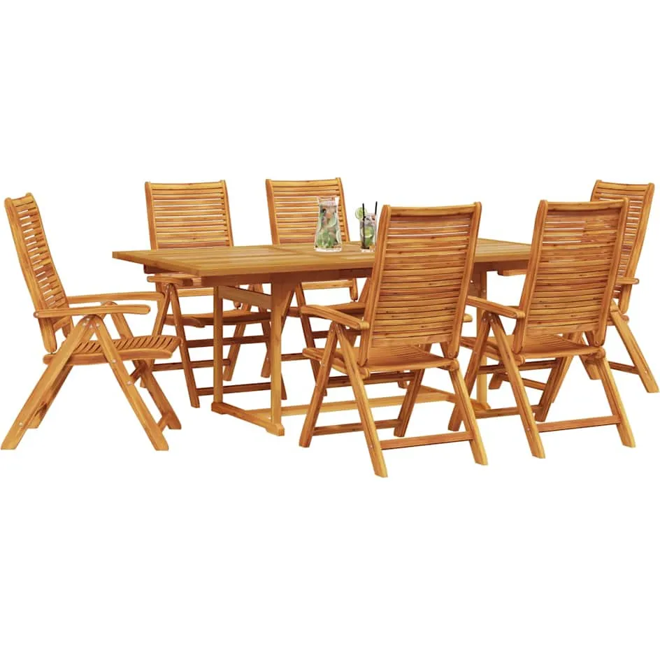 vidaXL Tuin eettafelset 7 st Bruin Massief Acaciahout