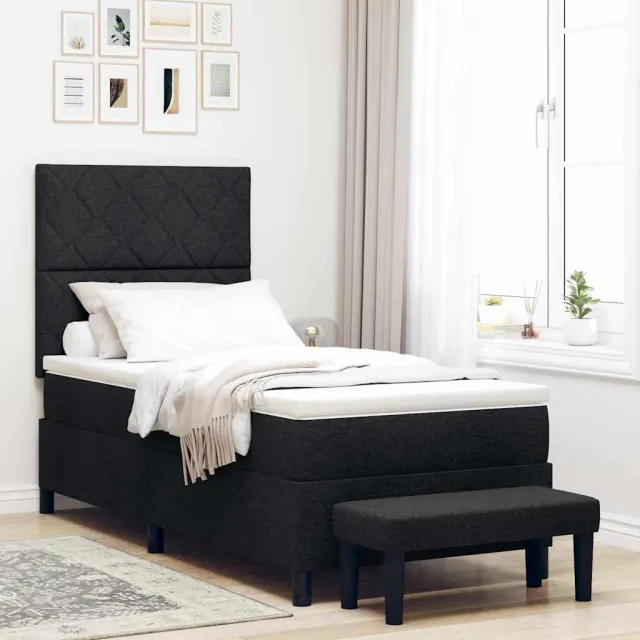 vidaXL Boxspringbed met hoofdeinde Zwart 90 x 200 cm Stof