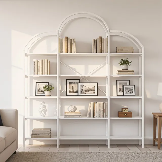 Zubaliya Boekenkast - 170x26x190 cm wit - 5 lagen - wolkvormig design - staal/MDF