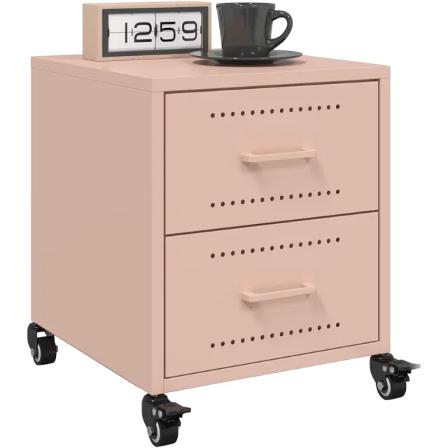 vidaXL Nachtkastjes 2 st 36x39x43,5 cm staal roze