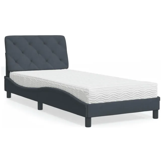vidaXL Bed met matras fluweel donkergrijs 90x190 cm