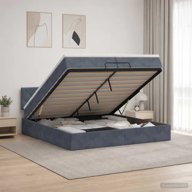 vidaXL Ottoman bed met matras Donkergrijs 200 x 200 cm Fluweel