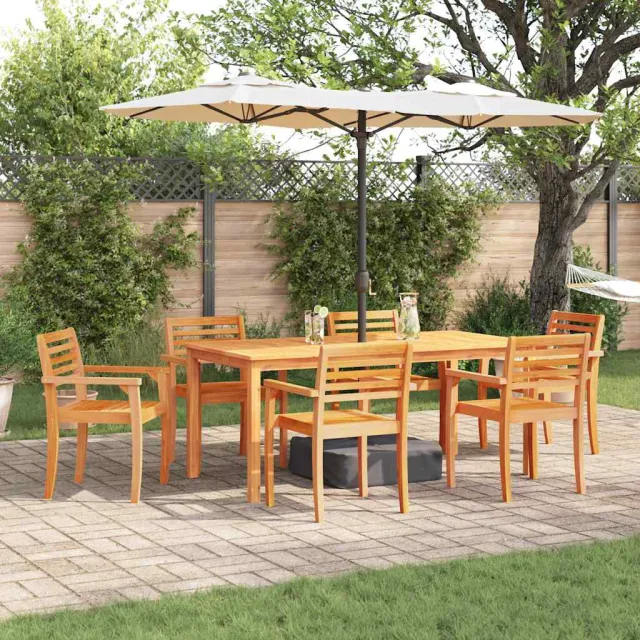 vidaXL Tuin eettafelset 7 st Bruin Massief Acaciahout, foto 2