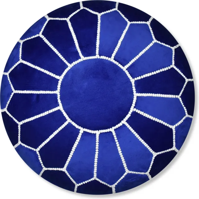 Poufs&Pillows Velvet poef blauw - Ronde poef - Fluwelen poef - Handgemaakt en uniek - Gevuld geleverd - Ideaal voor je woon, slaap- of kinderkamer