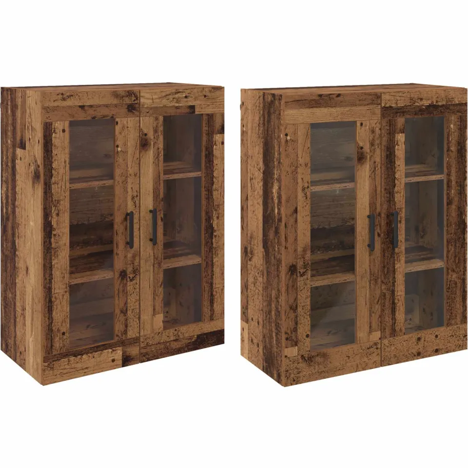 vidaXL Wandgemonteerde Kasten 2 st Oud hout 69,5 x 34 x 90 cm bruin, foto 3