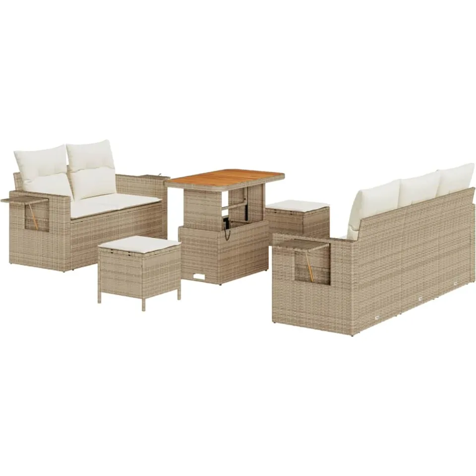 vidaXL Tuin Sofa Set 8 st Beige poly rattan, foto 4