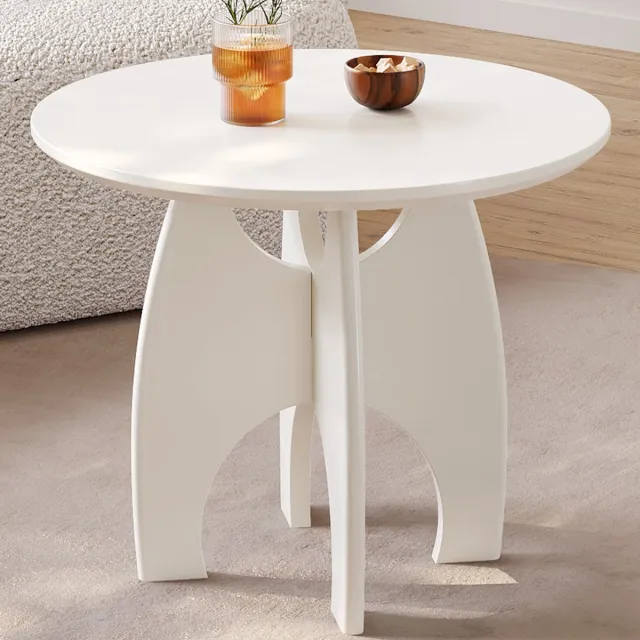 GUYII Bijzettafels 60 cm - Ronde salontafel - theetafel Witte Circular Side Tafel - Kleine Koffietafel - Bank zijtafel