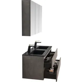 Aquazuro Wastafelonderkast Napoli 119cm - Betongrijs - Met 2 Lades - 119,4x50x47,5cm grijs, foto 4