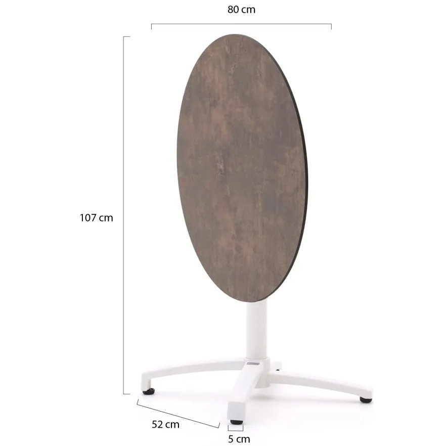 Bellagio tuinmeubelen Bellagio Canzo klaptafel ø80cm (h:73cm) wit, foto 3