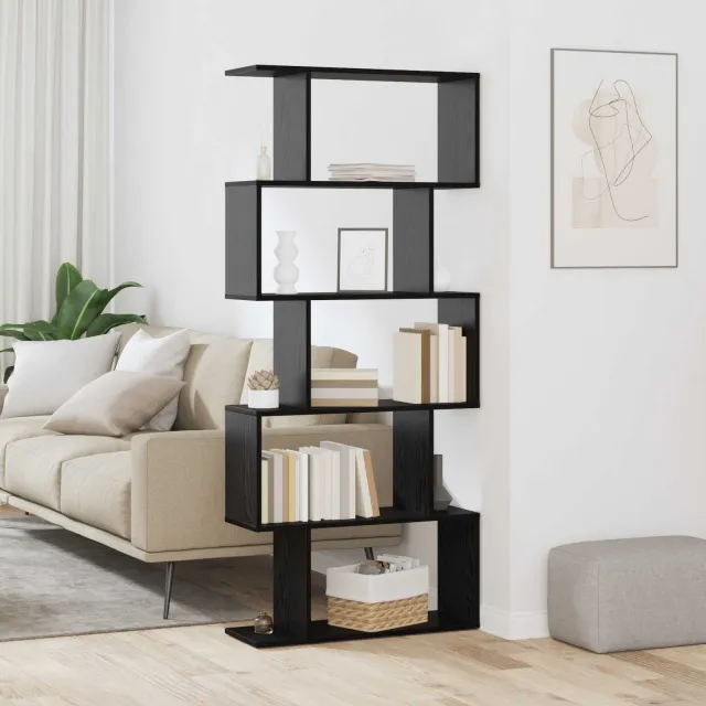 vidaXL Boekenkast 5-laags 70 x 24 x 161 cm Bewerkt hout Zwart Eiken