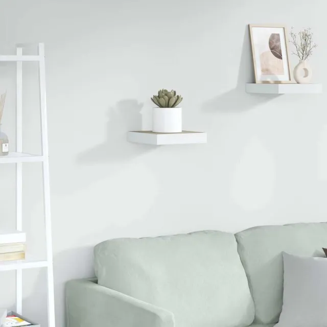 vidaXL Wandschap zwevend 23x23,5x3,8 cm MDF eikenkleurig en wit Bruin