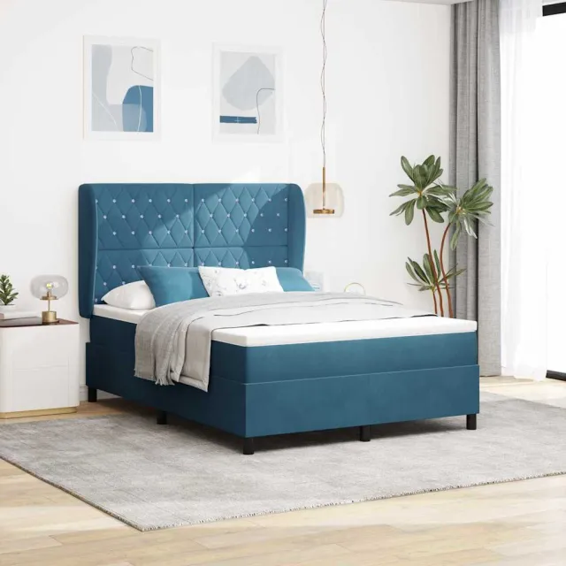 vidaXL Boxspringbed met matras Donkerblauw 200 x 160 cm Fluweel