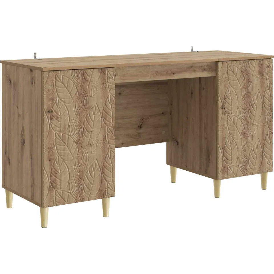 vidaXL Bureau Artisanaal eiken 142,5 x 50 x 75 cm Bewerkt hout, foto 3
