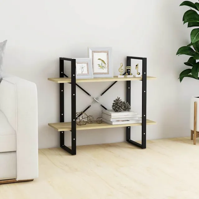 vidaXL Boekenkast met 2 schappen 80x30x70 cm bewerkt hout sonoma eiken, foto 2