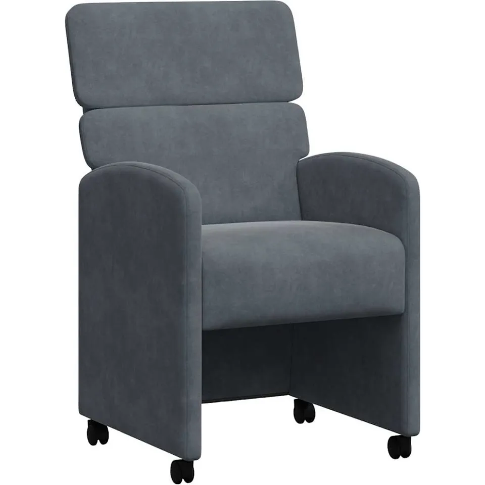 vidaXL Eetkamerstoelen met Wieltjes 2 st Fluweel Donkergrijs