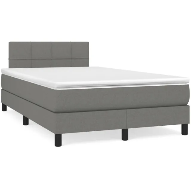 vidaXL Boxspring met matras en LED stof donkergrijs 120x190 cm grijs