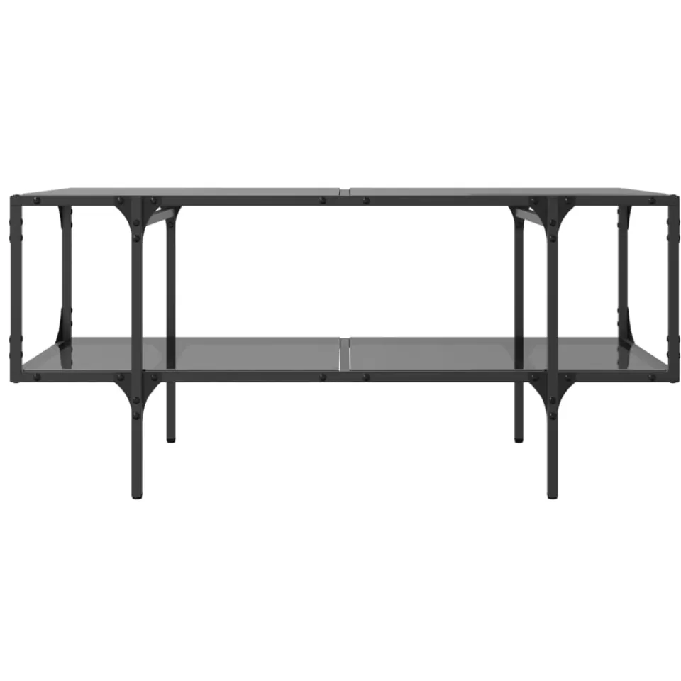 vidaXL Salontafel met zwart glazen blad 98,5x50x45 cm staal