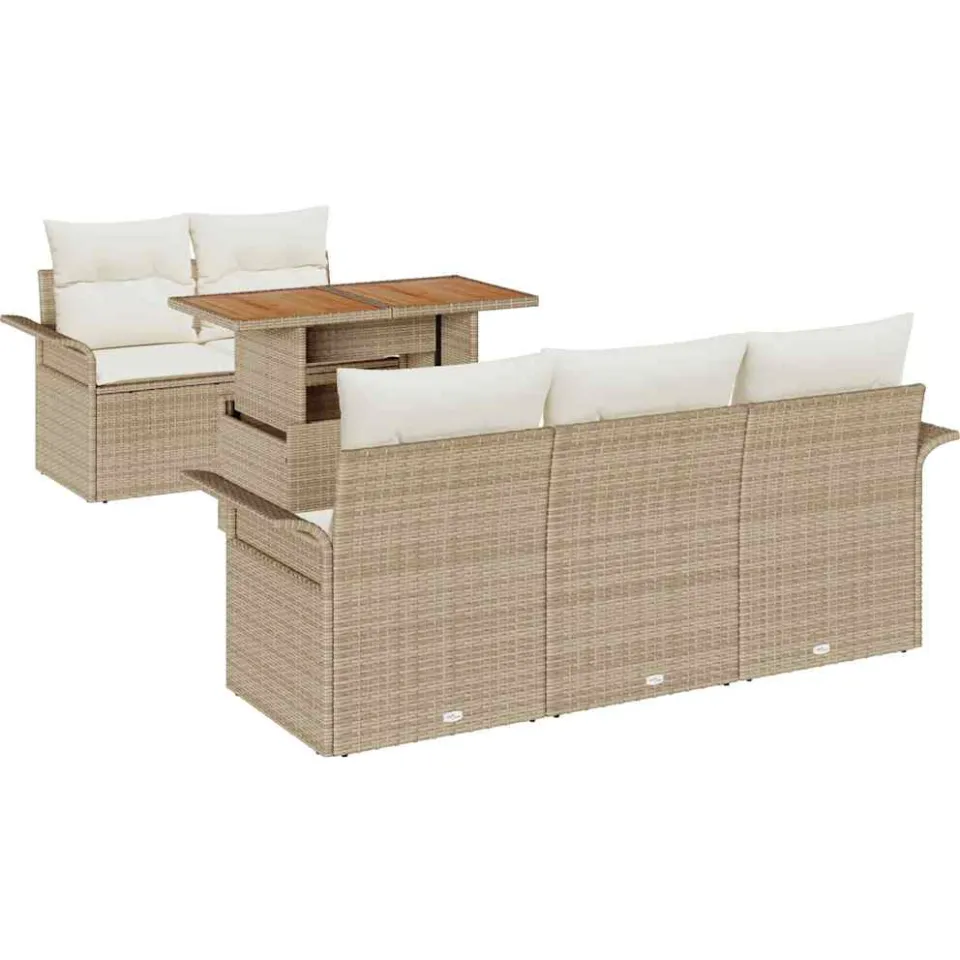 vidaXL Tuin Sofa Set 6 st Beige Poly riet, foto 4
