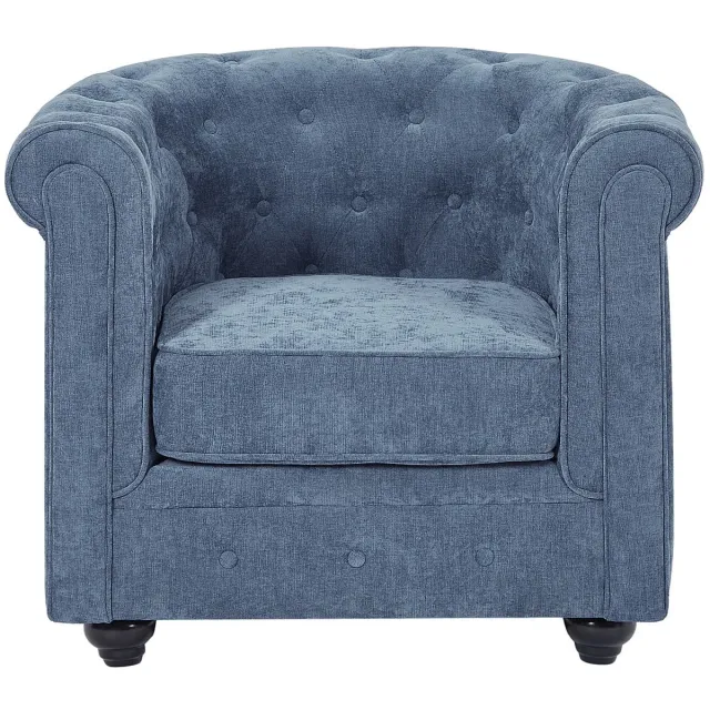 Vente-unique Fauteuil in blauwe stof - CHESTERFIELD