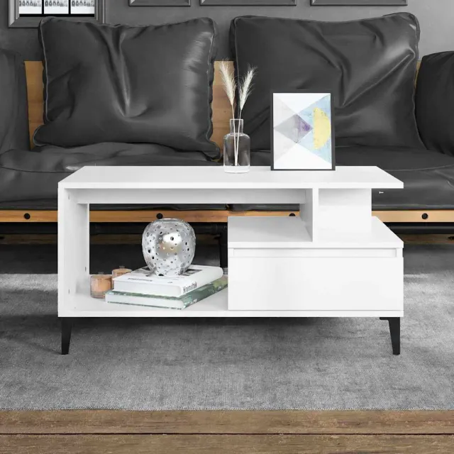 vidaXL Salontafel 90x49x45 cm bewerkt hout wit, foto 2