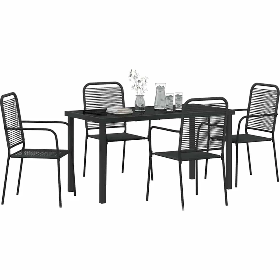 vidaXL Tuin eettafelset 5 st Zwart Gepoedercoat staal