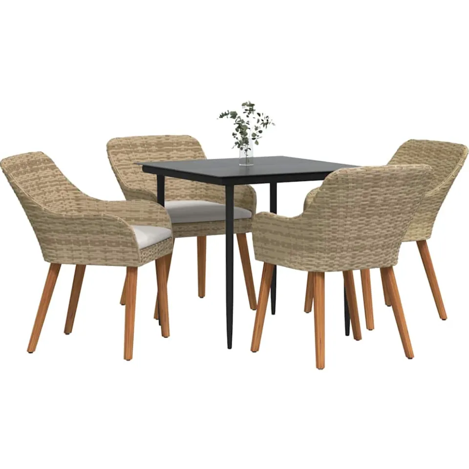vidaXL Tuin eettafelset 5 st Beige poly rattan