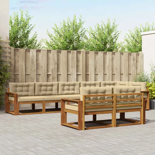 vidaXL Buiten bankenset 8 st 8-zits Natuurlijk en Beige