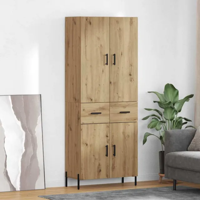 vidaXL Highboard Artisan Eiken 69,5 x 34 x 180 cm Bewerkt hout Bruin