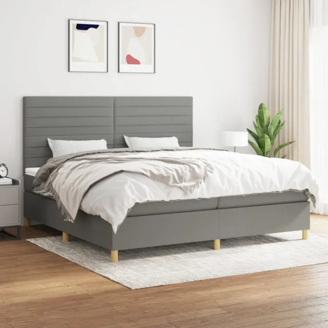 vidaXL Boxspring met matras stof donkergrijs 200x200 cm grijs