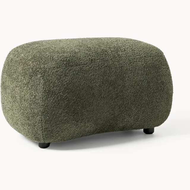 Westwing Collection Voetenbank Alba van teddy-bouclé Groen