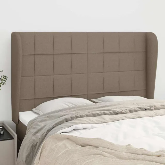 vidaXL Hoofdbord met randen 147x23x118/128 cm stof taupe