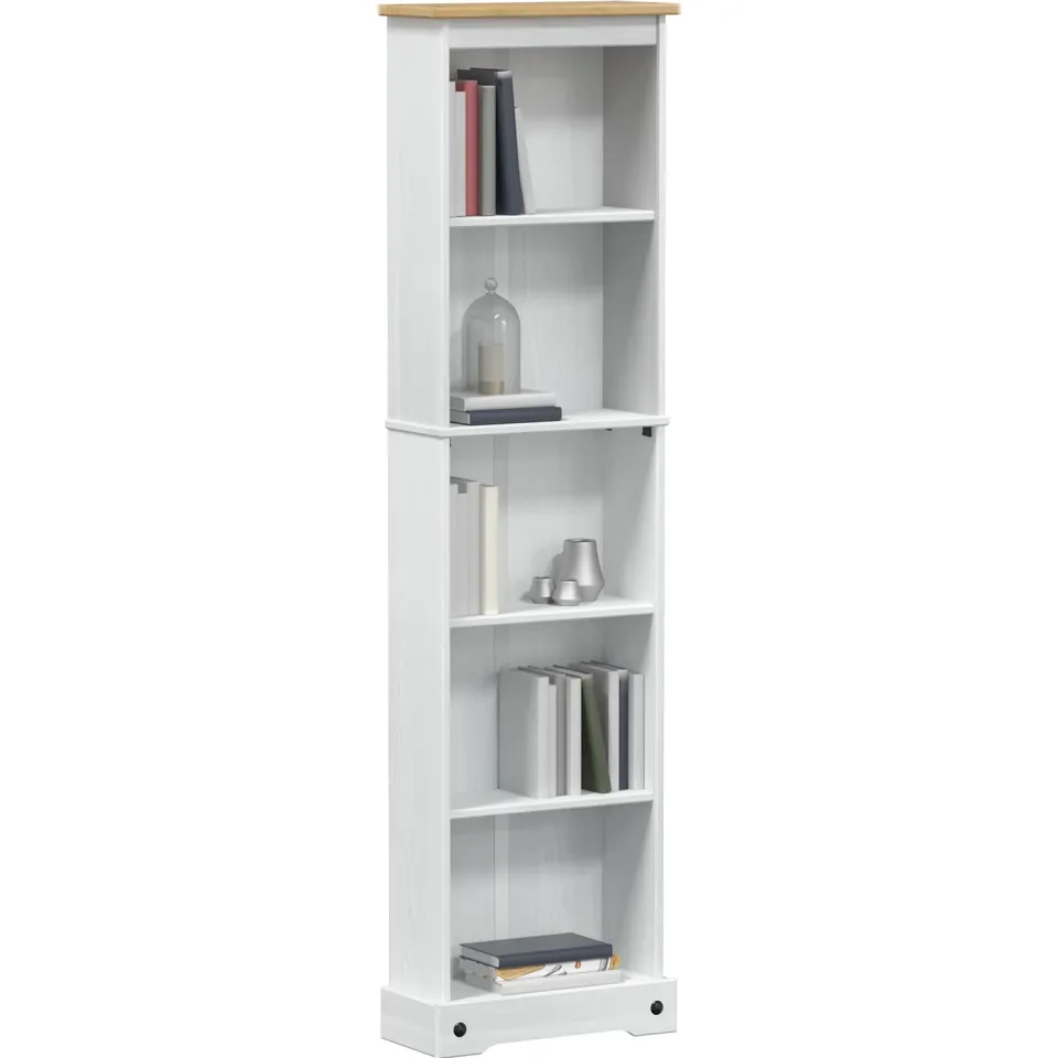 vidaXL Boekenkast 46 x 20 x 170 cm Massief grenenhout Wit