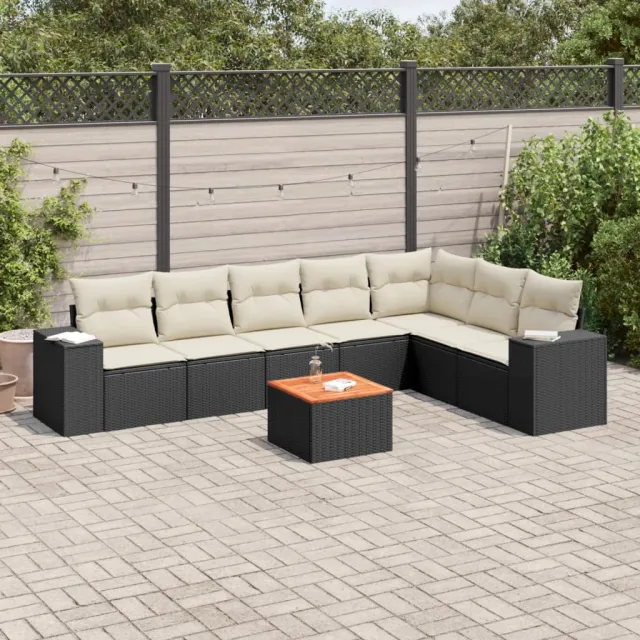 vidaXL 8-delige Loungeset met kussens poly rattan zwart, foto 2