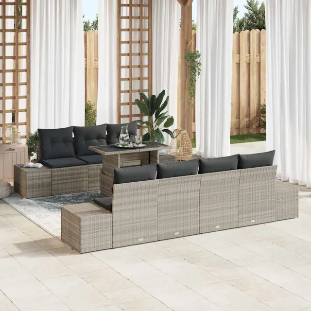vidaXL Tuin Sofa Set 8 st Licht Grijs en Donker Grijs 100 x 55 x 73 cm Lichtgrijs