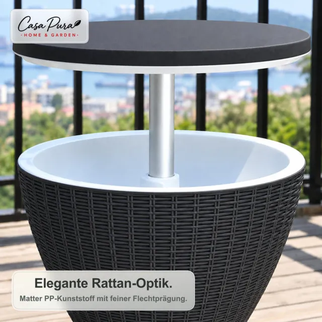 Floordirekt Capri Koeltafel - 30 L - In Hoogte Verstelbaar - Rotanlook - Zwart