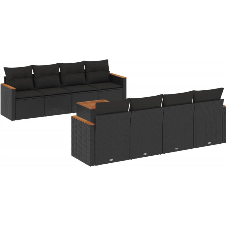 vidaXL Patio Sofa Set 8-zits Black, foto 3