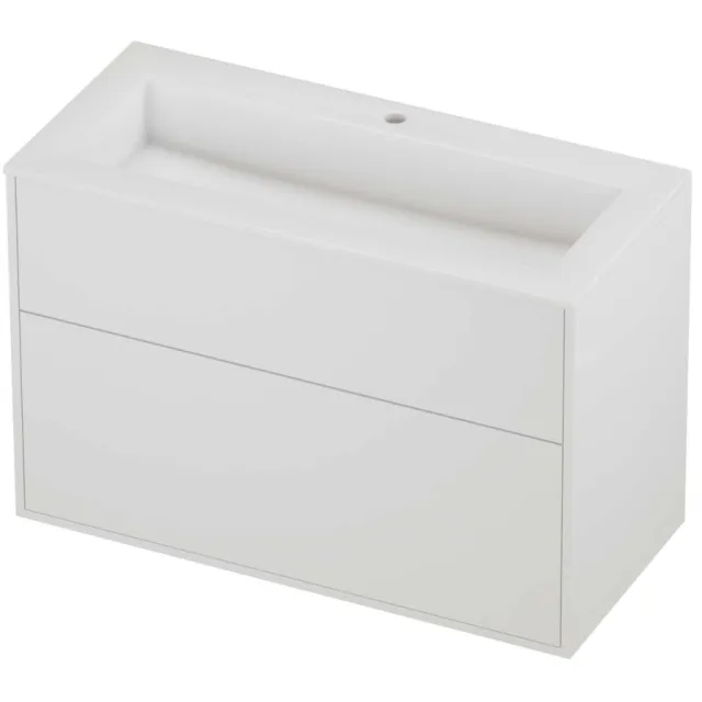 Proline Aristo Badmeubelset Polystone Elegant In Kader 100x46x67 cm Glans Wit Mat White Mat Wit