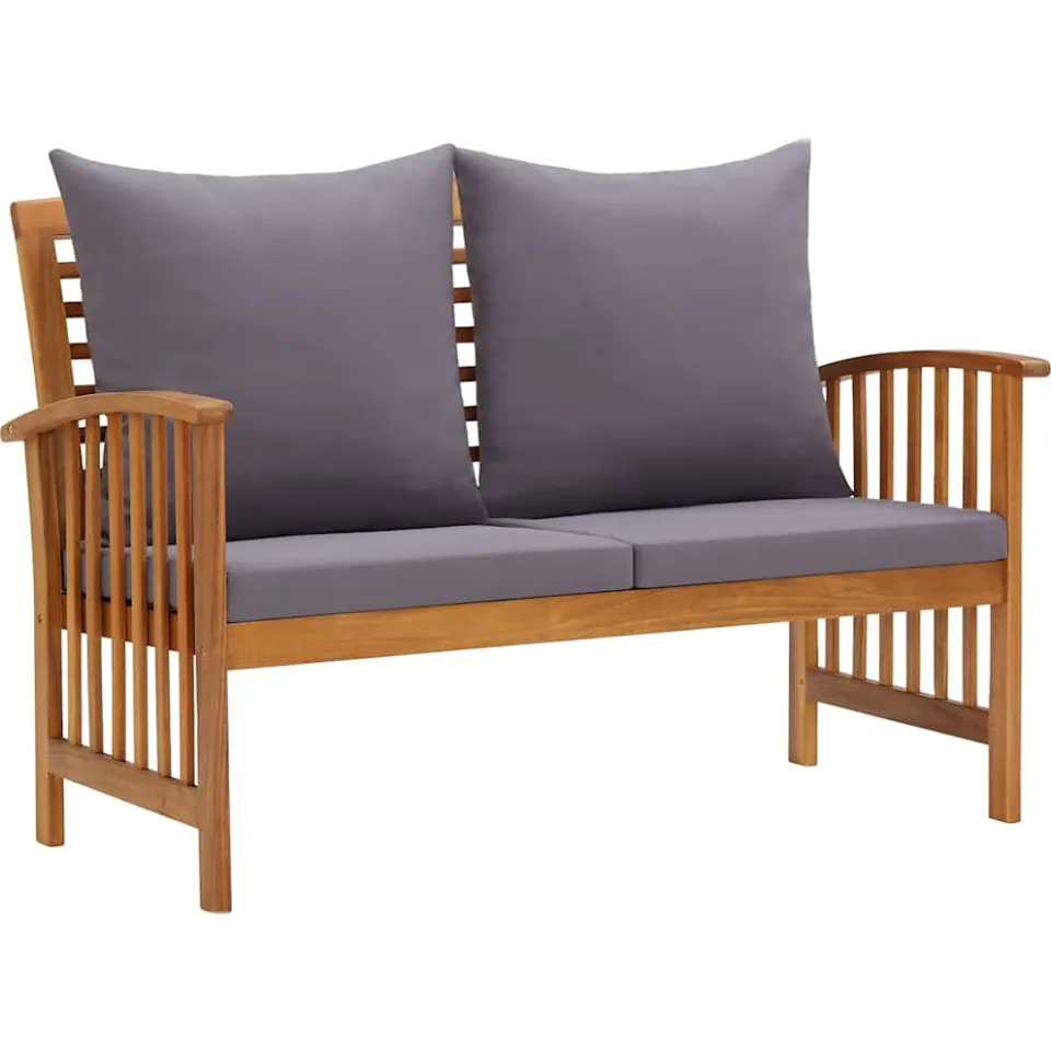 vidaXL 3-delige Loungeset met kussens massief acaciahout grijs, foto 4