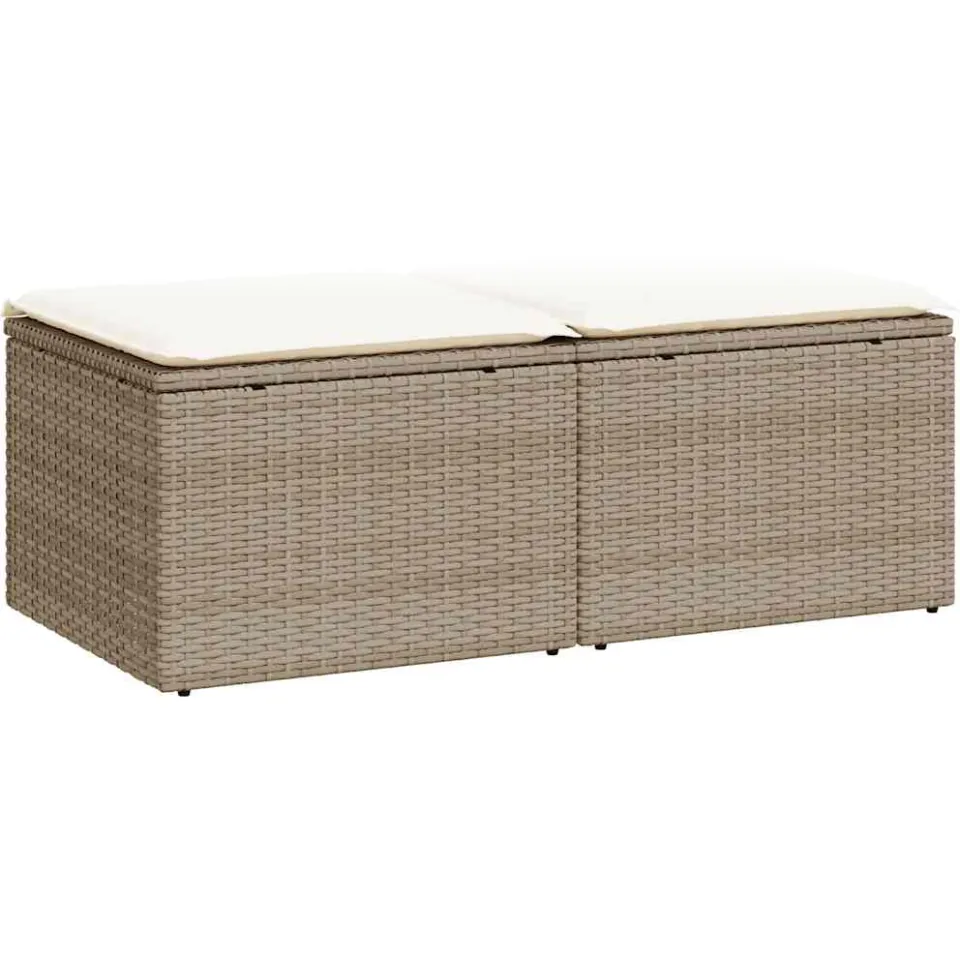vidaXL 2-delige Loungeset met kussens poly rattan acacia beige