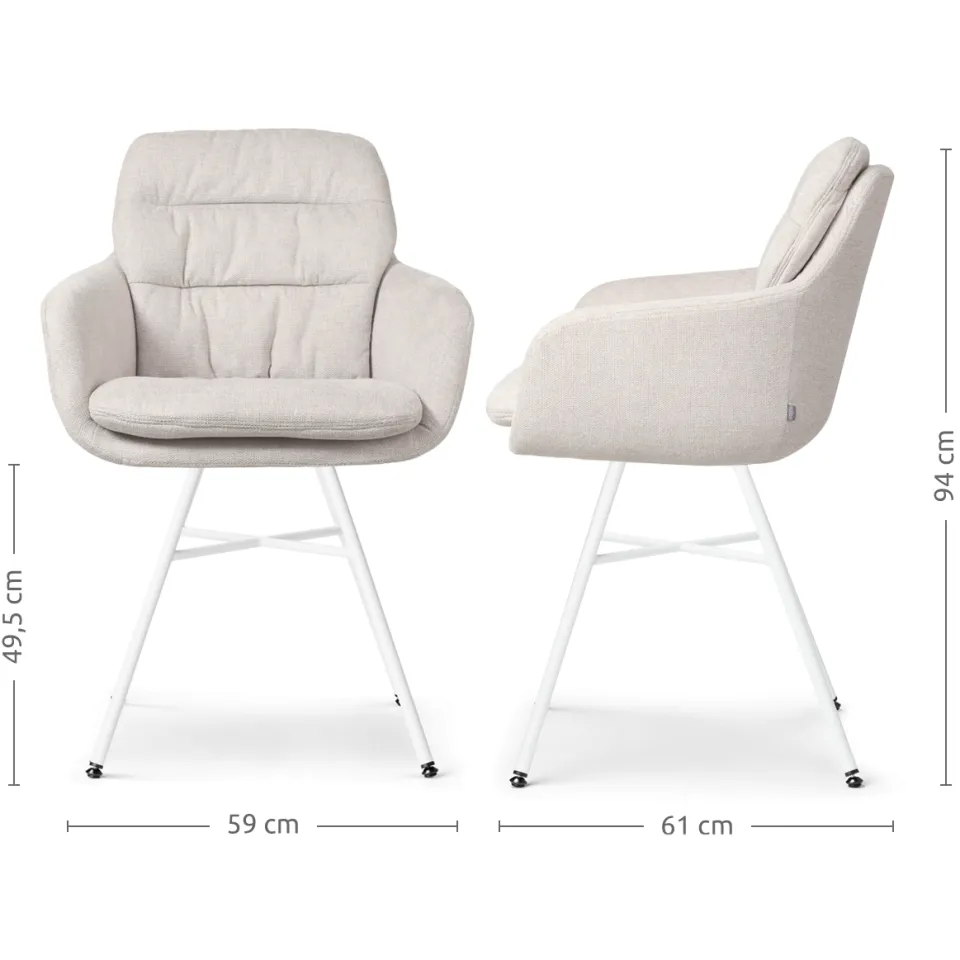 Nolon Noa-Mia eetkamerstoel beige - wit onderstel, foto 3