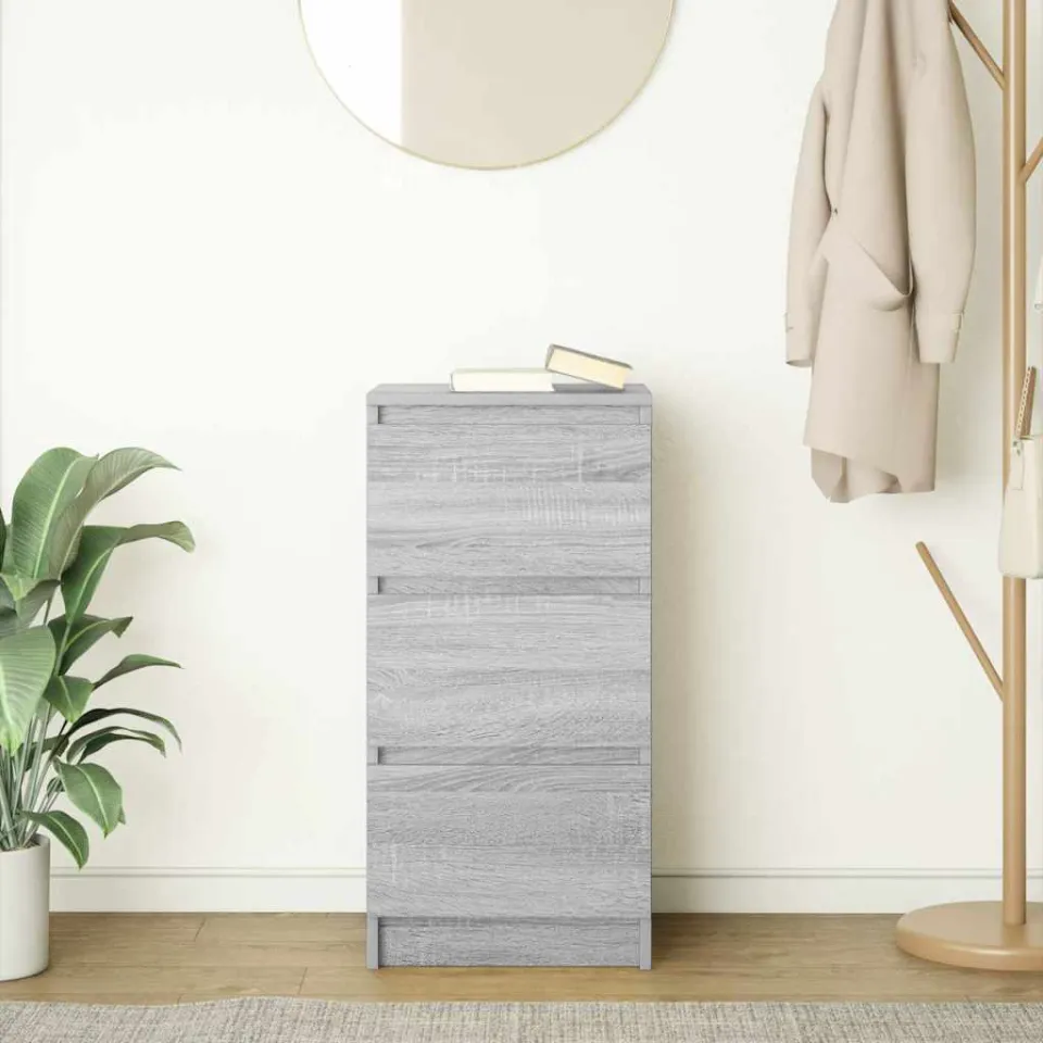 vidaXL Dressoir 37,5x35x76 cm bewerkt hout grijs sonoma eikenkleurig, foto 3